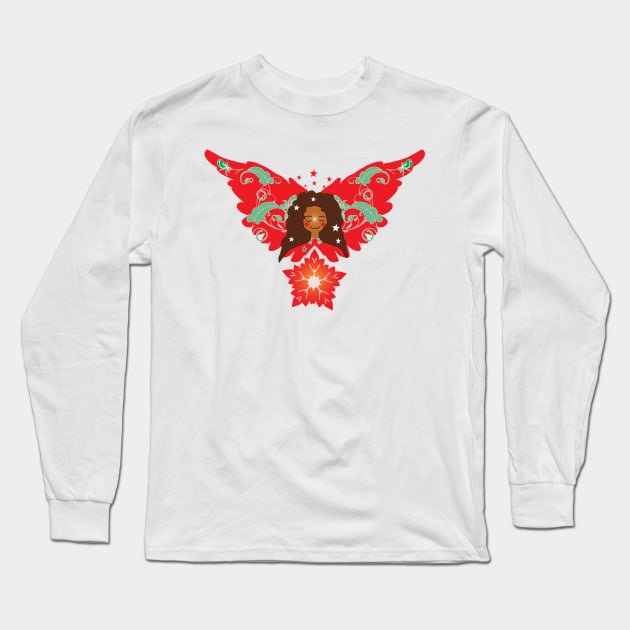Red Christmas Angel Long Sleeve T-Shirt by emma17
